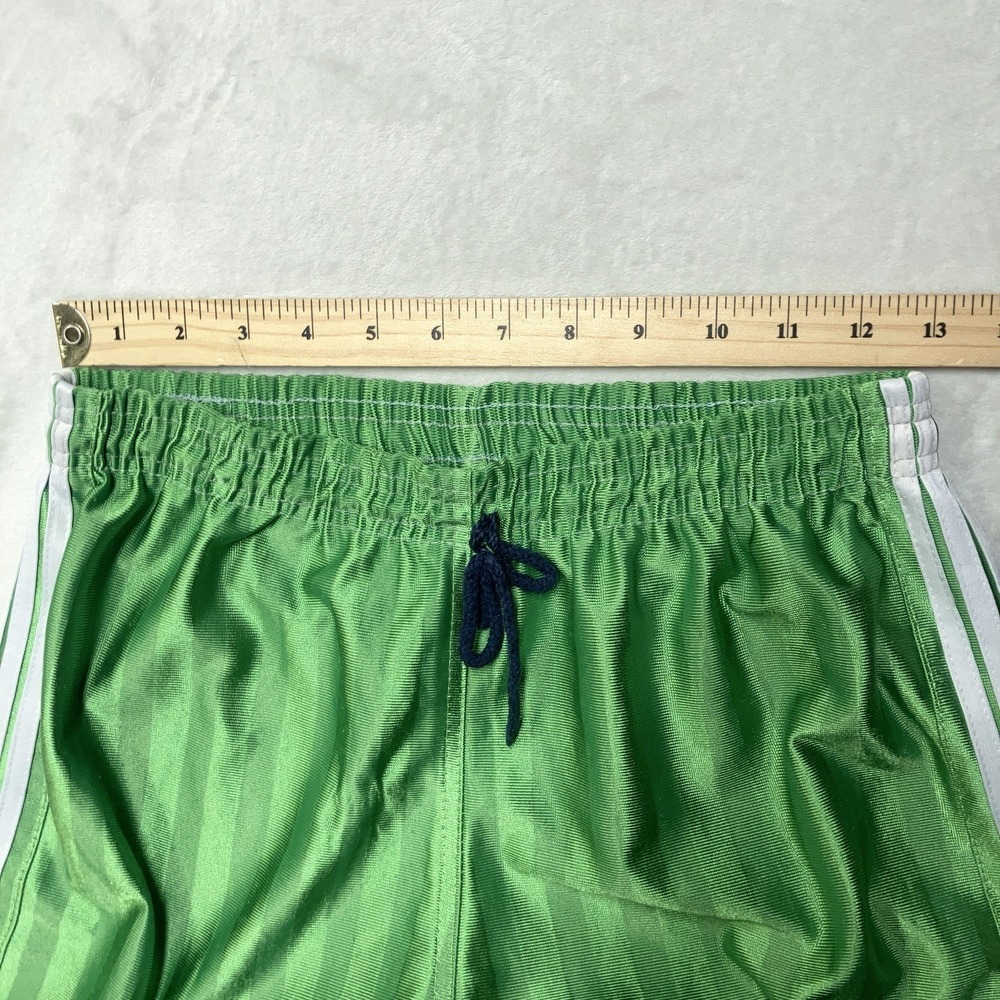 Vintage 90s Manchester United adidas Shorts 3 Stripes Shiny Silky Dazzle Green - Picture 7 of 10
